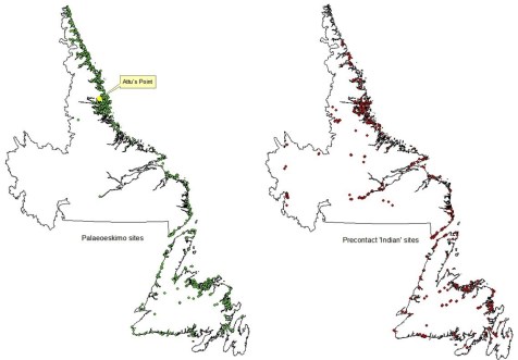 Pre-Inuit and precontact 'Indian' sites in Newfoundland and Labrador.
